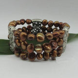 Natural 9-10mm Freshwater Pearl Triple Strand Bracelet
