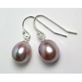 Lavender Freshwater Pearl Drop Earrings 10x9mm
