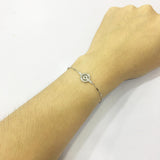 925 Silver Zircon Circle Hoop Bracelet Women Round Tube Bangle Jewelry