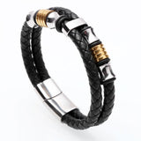 8mm Natural Stone Leather Bracelet Men's Charm Bracelet