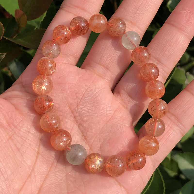 Arusha Sunstone Bracelet Round Beads Crystal Healing Stone Jewelry