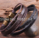 Real Leather Hemp Bracelet Wristband Mens Cuff Clasp