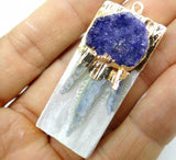 Natural Quartz Turquoise Titanium Crystal Pendant for DIY Jewelry Making