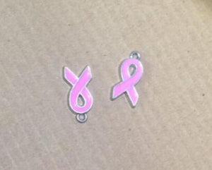 50PCS Pink Ribbon Pendant Charms DIY Alloy Accessories for Phone Keychains