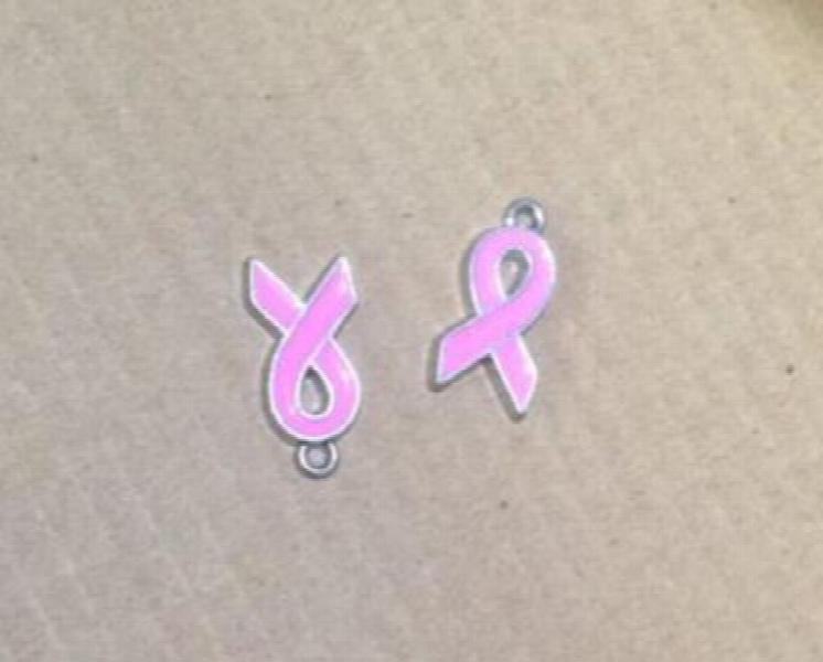50PCS Pink Ribbon Pendant Charms DIY Alloy Accessories for Phone Keychains