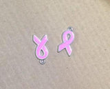 50PCS Pink Ribbon Pendant Charms DIY Alloy Accessories for Phone Keychains