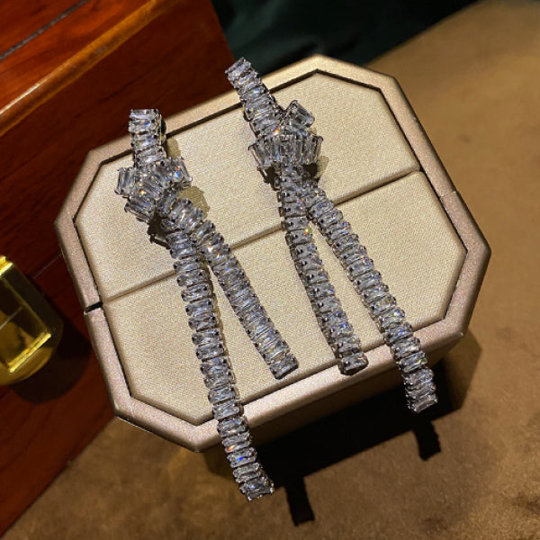 Women Butterfly Crystal Diamond Earrings Silver Needle
