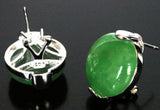 925 Sterling Silver Green Jade Earrings