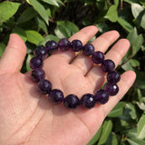 Fengbaowu Amethyst Bracelet 128 Faceted Beads Quartz Healing Stone Jewelry