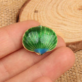 2pcs Chinese Enamel Shell Pendant Beads Earrings Necklace Charms DIY Accessory