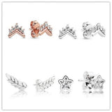 925 Silver Autumn Rose Wishbone Studs Earring Wedding Jewelry