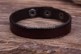 Dark Brown Leather Wristband Cuff Bracelet 1.1cm Width