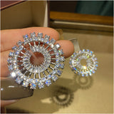 Women Ice and Snow Secret Bright Round Snow Flower Earrings