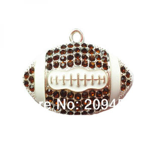 Silvery Football Pendant Crystal Rhinestone Rugby Pendant For Necklace
