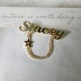Stainless Steel Name Brooch Rose Silver Lapel Pin Ladies Men Brooch
