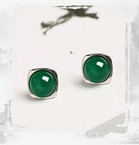 S925 Silver Inlaid Agate Earrings