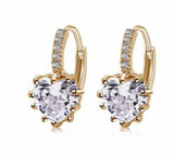 Heart Stone Zircon Crystal Diamond Earrings