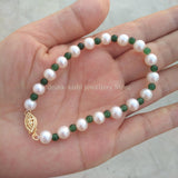 South Sea Pearl Green Jade Bracelet Wedding Bridesmaid Gift