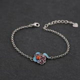 Ethnic Red Tourmaline Bracelet Chinese Retro Charm Silver Jewelry