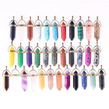 50pcs Rose Quartz Pendulum Healing Reiki 7 Chakra Hexagonal Pointed Necklace