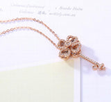 Pink Crystals Heart Key Pendant Necklace for Women
