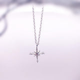 925 Sterling Silver Star Necklace Cross Chain Luxary Vintage Girls Bulk Jewelry