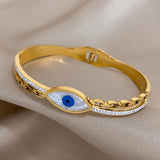 Shell Evil Eye Stainless Steel Bangles Bracelets for Women Charm