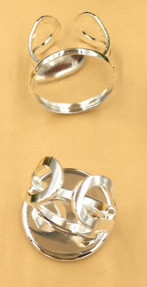 Adjustable Open Rings Settings, 20mm Round Cabochon Blanks, DIY Jewelry Making