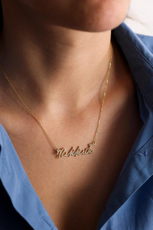Custom Diamond Name Necklace, Stainless Steel Personalized Jewelry