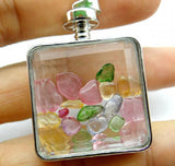 Opal Quartz Turquoises Lapis Gravel Stone Glass Pendant DIY Jewelry 10pcs