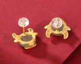 S925 Sterling Silver Gold-Plated Hetian Jade Sapphire Earrings