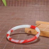 Natural Chicken Blood Jade Two-tone Bangle Princess Jewelry Gift