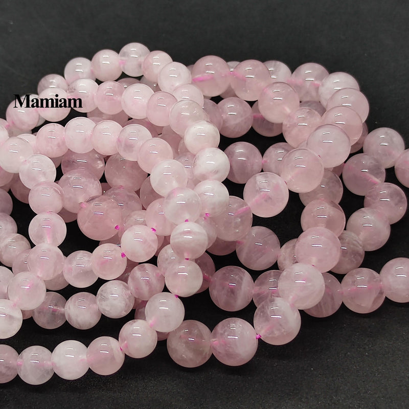 Madagascar Rose Pink Quartz Stone Beads Bracelet Necklace Jewelry Making