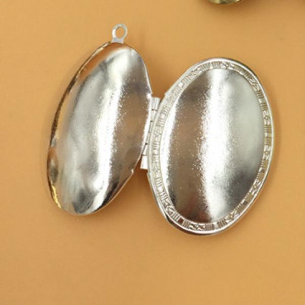 Metal Copper KC/Silver Oval Photo Locket Pendant Charm for Jewelry Making