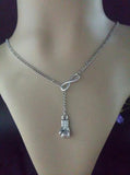 Lucky 8 & Boxing gloves charm sweater chain necklace