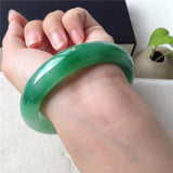 Zheru Jewelry Natural Burmese Jade Two-Tone Bracelet 54-64mm