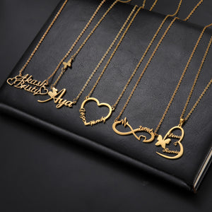 Cazador Butterfly Heart Infinity Pendant Name Necklace for Women