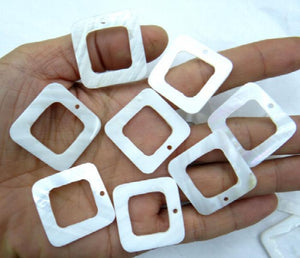 Quartz Crystal Abalone Shell Square Pendant for DIY Jewelry Making