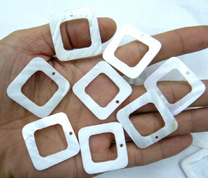 Quartz Crystal Abalone Shell Square Pendant for DIY Jewelry Making