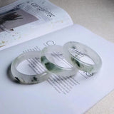 Zheru Jewelry Natural Burmese Jadeite Light Flower 54mm-64mm Bracelet