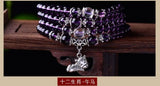 Purple Crystal Zodiac Bracelets Year Beads for Men Women