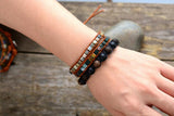 Vintage Bohemia Leather Bracelet with Natural Stones