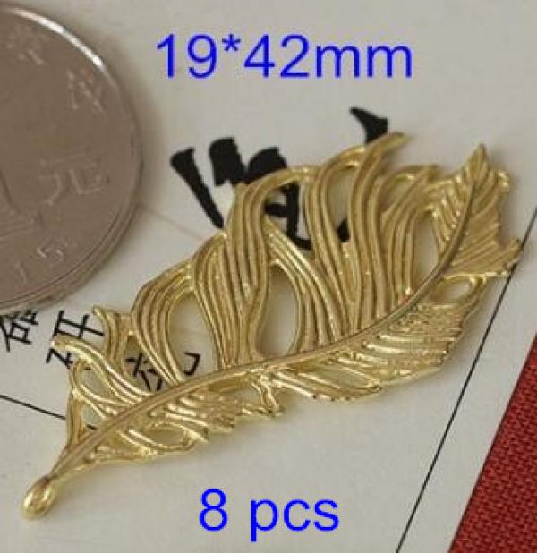 Filigree Brass Feather Charms for Jewelry Making, 12*37mm & 19*42mm