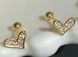 925 Silver Heart Tassel Earring Pave Crystal Stud Party Wedding Accessory