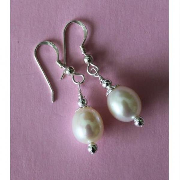 10mm Oval Freshwater Pearl S925 Silver Dangle Earring Leverbacks