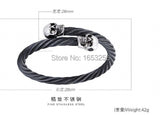 Men's Biker Skull Heads Cuff Bangle 316L Stainless Steel Bracelet
