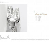Rhodium Plated CZ Stone Stack 3 in 1 Crystal Wedding Rings