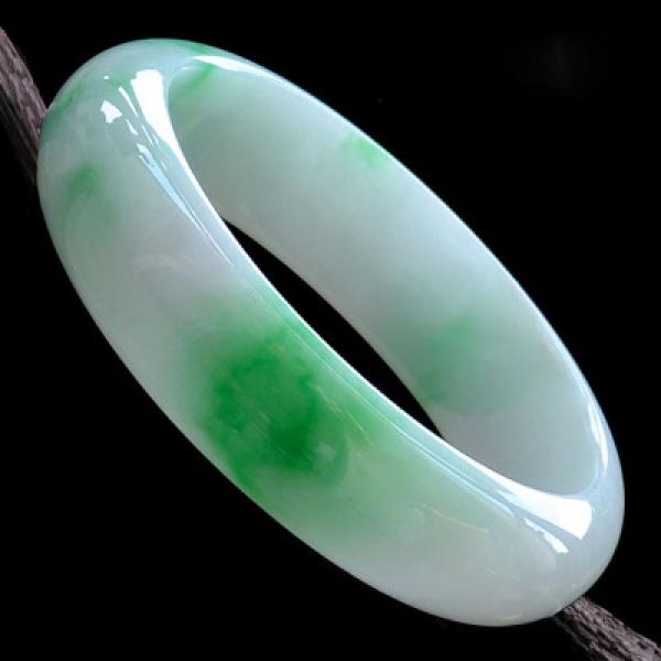 Zheru Jadeite 54-64mm Green Two-Tone Bracelet Princess Jewelry