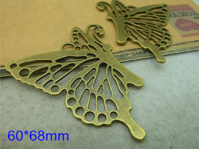 Set of 15 Butterfly Charms Antique Bronze Tone, 60*68mm