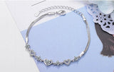 925 Silver Bracelet Sweet Style Chain Crystal Linked Women